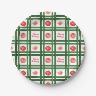 Happy Birthday - Fresh Tomato Pattern Paper Plates