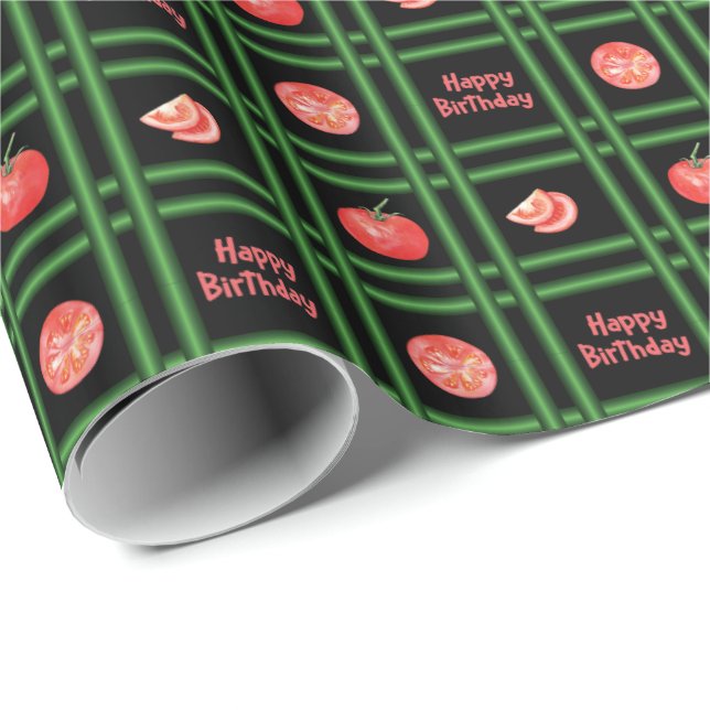 Happy Birthday - Fresh Tomato Pattern Wrapping Paper (Roll Corner)