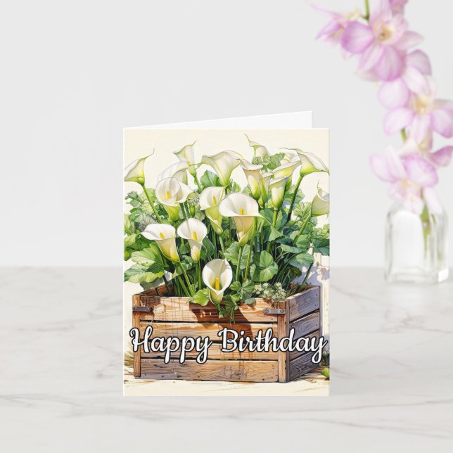 Happy Birthday Freshly Picked Calla Lilies Card (Orchid)