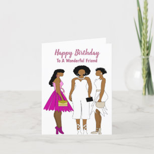 Happy Birthday Friend African American Birthday Letterpress Thank You Card