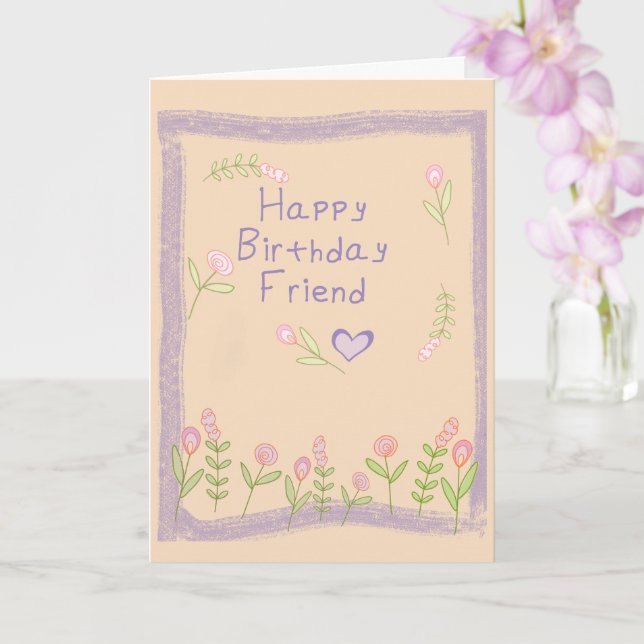 Happy Birthday Friend Card (Orchid)