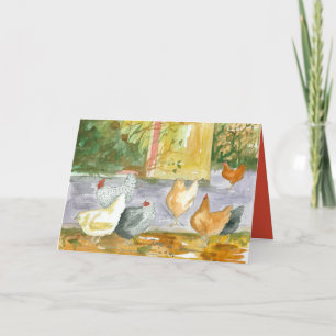 Happy Birthday Friend Chickens Birds Farm Letterpress Thank You Card