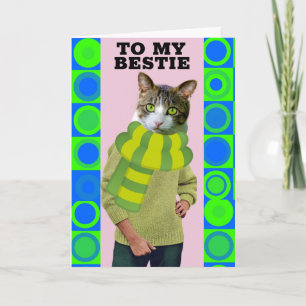 HAPPY BIRTHDAY FRIEND FUNNY CAT GREETING CARD