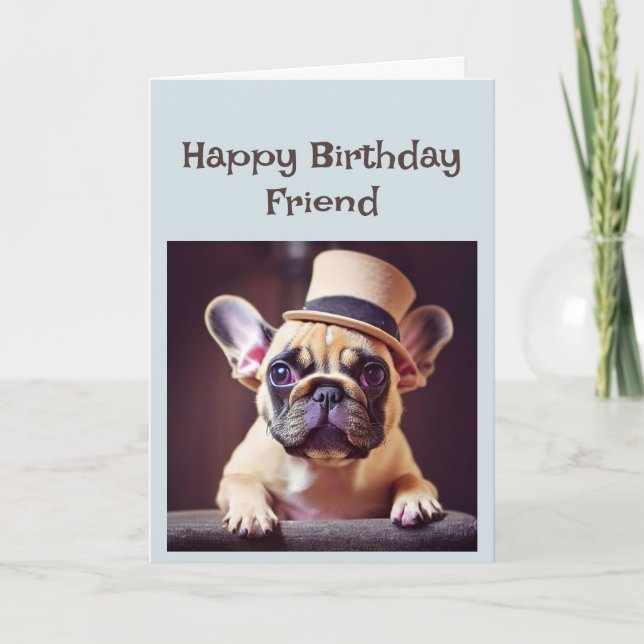 Happy Birthday Friend Funny Dog Party Time! Card (Front)