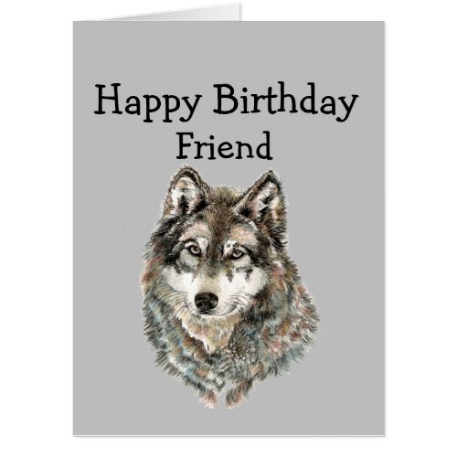Happy Birthday Friend Humor Wolf Wolves Card