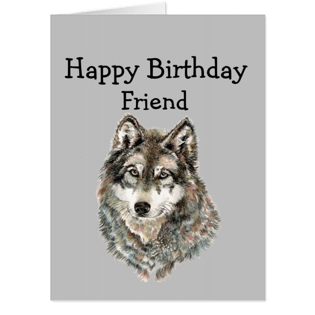 Happy Birthday Friend Humor Wolf, Wolves Card (Front)