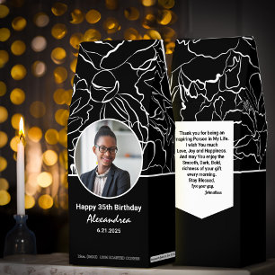 Happy Birthday Friend Love Photo Flowers White     Roasted Coffee