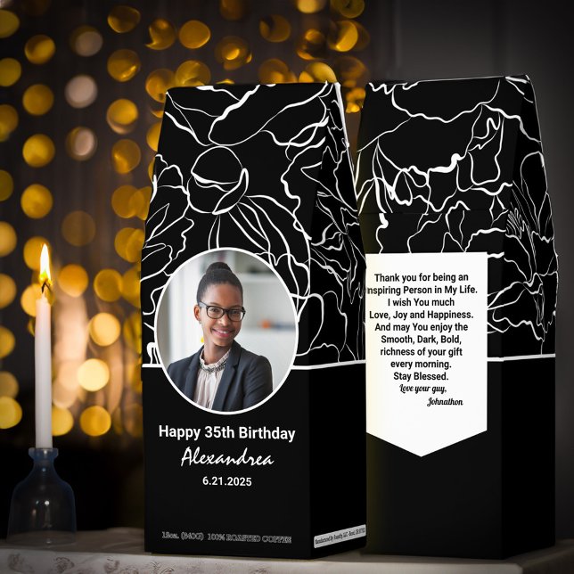 Happy Birthday Friend Love Photo Flowers White     Roasted Coffee (Happy Birthday Friend Love Photo Flowers White Roasted Coffee great for the special people in life. )