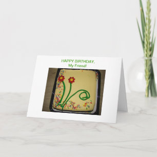 Happy Birthday Friend, Yellow Cake Card