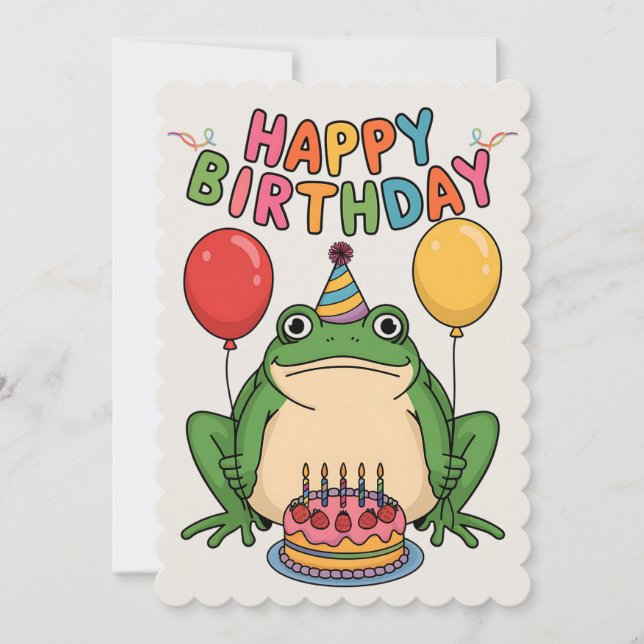 Happy Birthday Friends Family Funny Frog Holiday Card (Front)