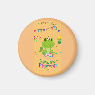Happy Birthday Frog Banners Balloon Fireworks Magnet