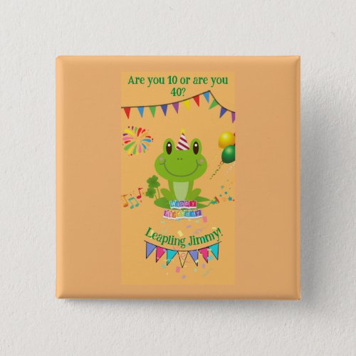 Happy Birthday Frog Banners Balloons Fireworks Button