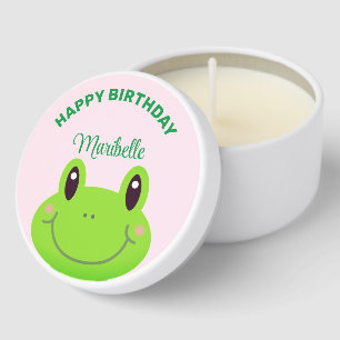 Happy Birthday Frog Cute Pink Mini Candle Favors
