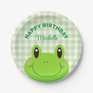 Happy Birthday Frog Cute Pink Paper Plates