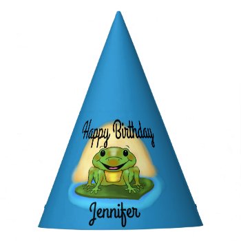 Happy Birthday Frog On A Lily Pad Birthday Hats by Shenanigins at Zazzle