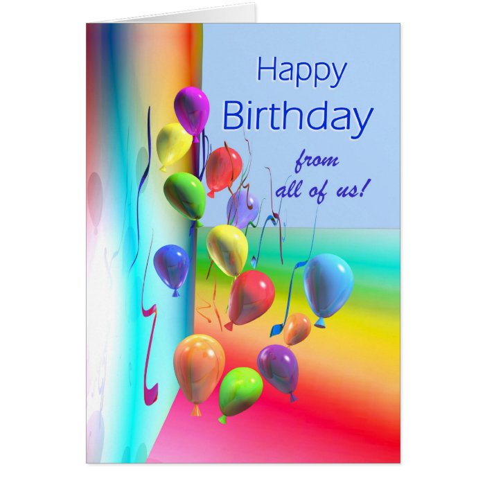 Happy Birthday all   Balloon Wall Greeting Card