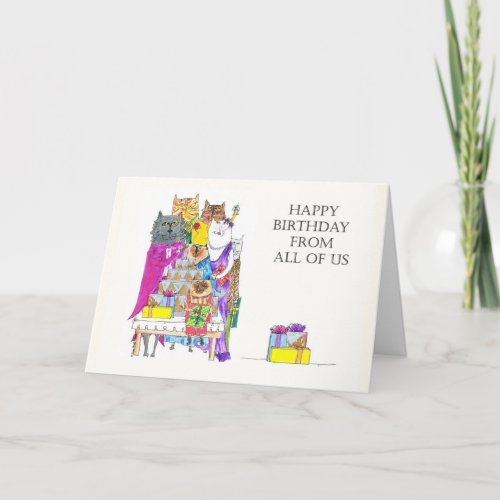 Happy Birthday From All of Us Cat Characters Card