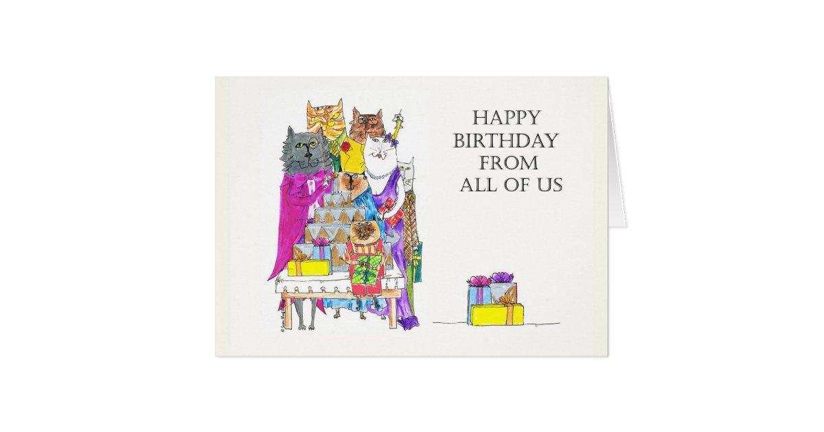 Happy Birthday From All of Us, Cat Characters Card | Zazzle.com