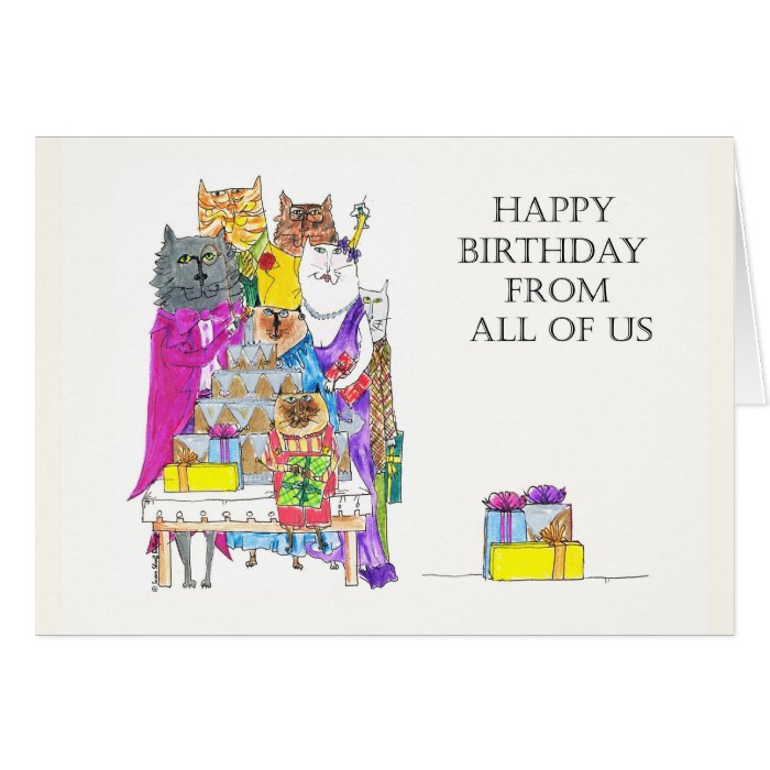 Happy Birthday From All of Us, Cat Characters Card | Zazzle