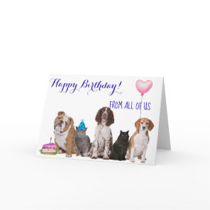 Happy Birthday from All of Us Dog Cat Card