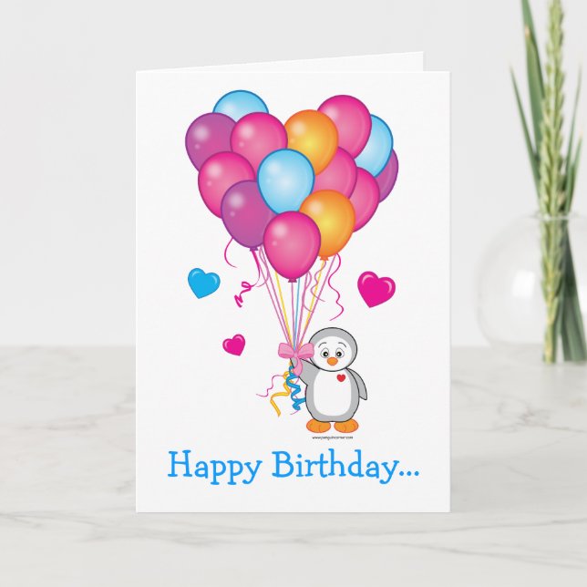 Happy Birthday From All of Us with Penguin Card (Front)