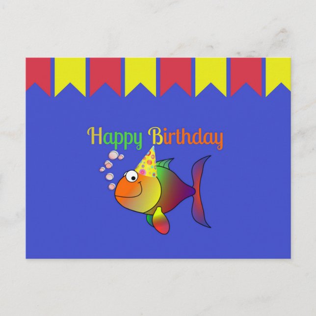 Happy Birthday from Bubbles the Fish Postcard (Front)