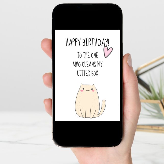 Happy Birthday From Cat Funny Cute Humor Card (Front Digital)