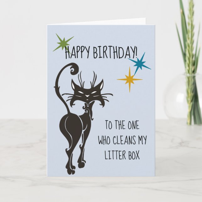 Happy Birthday From Cat Funny Cute Humor Card (Front)