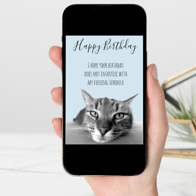 Happy Birthday From Cat Funny Humor Card (Front Digital)