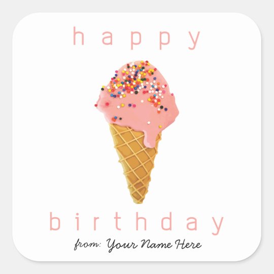Happy Birthday from Custom Stickers Ice Cream Cone | Zazzle.com