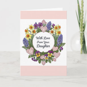 Happy Birthday From Daughter Floral Wreath Card