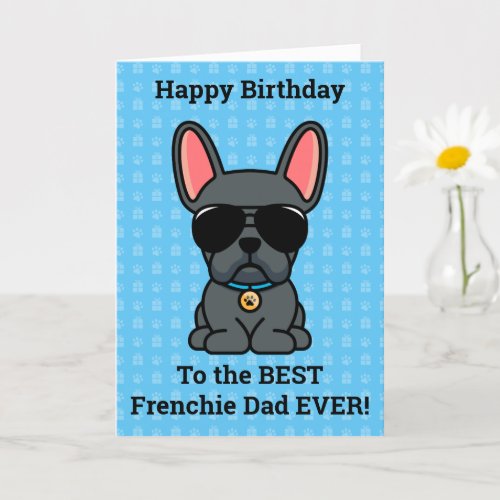 Happy Birthday from Dog Blue French Bulldog Card