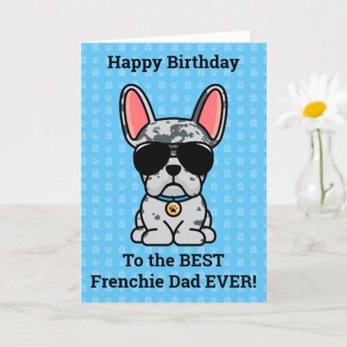 Happy Birthday from Dog Blue Merle French Bulldog Card