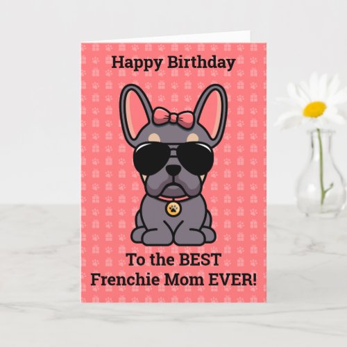 Happy Birthday from Dog Lilac Tan French Bulldog Card
