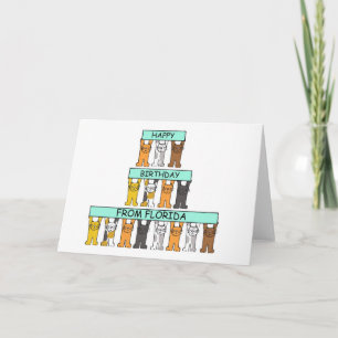 Happy Birthday from Florida Cartoon Cats Card