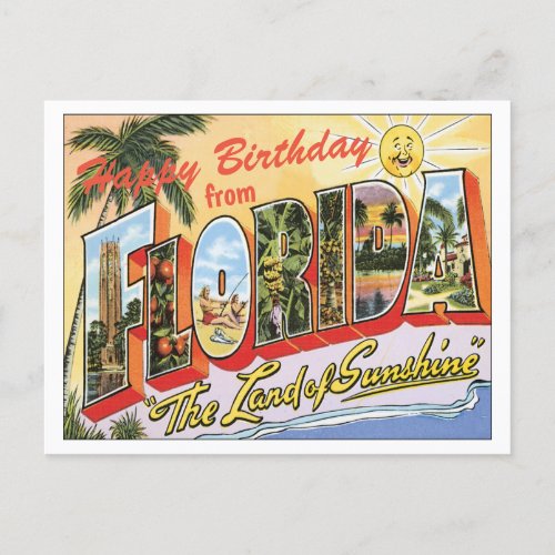 Happy Birthday from Florida vintage greetings Postcard