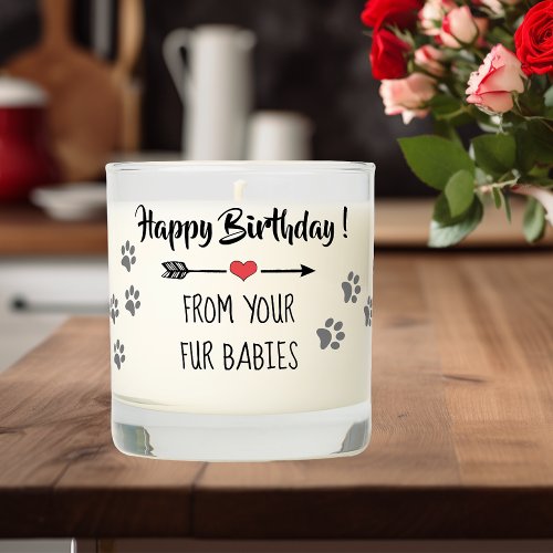 Happy Birthday From Fur Babies Cat Dog Scented Candle