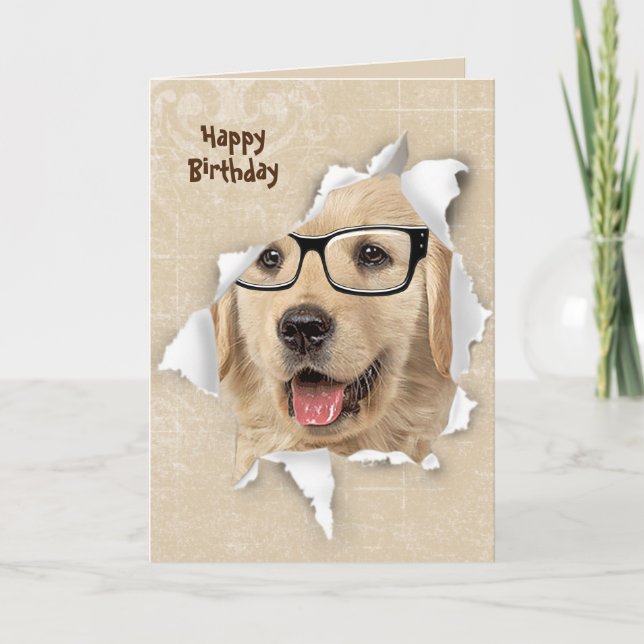 Happy Birthday from Golden Retriever Card (Front)