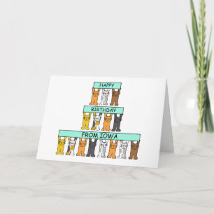 Happy Birthday from Iowa Cartoon Cats Card