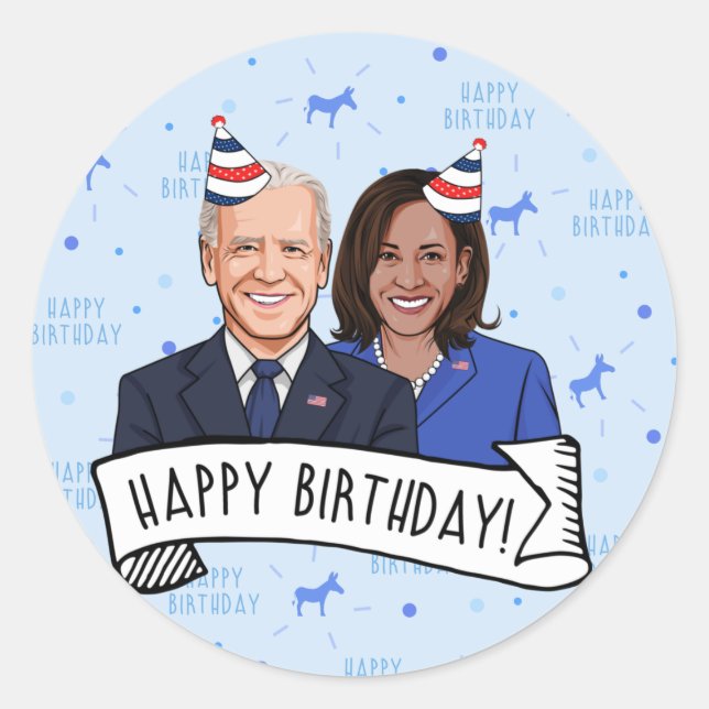 Happy Birthday from Joe and Kamala Classic Round Sticker (Front)