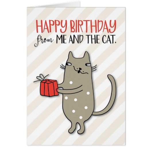 “Happy Birthday from Me and the Cat” Card (Front)