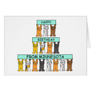 Happy Birthday from Minnesota Cartoon Cats Cards
