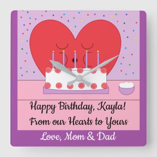Happy Birthday From My Heart to Yours II Square Wall Clock