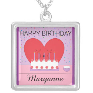 Happy Birthday From My Heart to Yours: Lavender Silver Plated Necklace