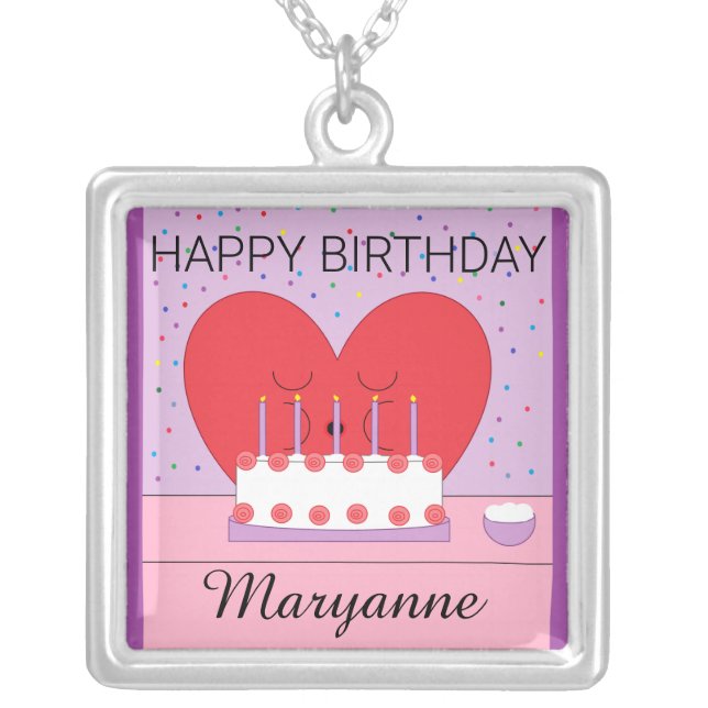 Happy Birthday From My Heart to Yours: Lavender Silver Plated Necklace (Front)