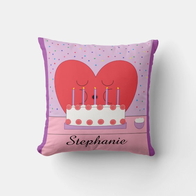 Happy Birthday, From My Heart to Yours: Lavender Throw Pillow (Front)