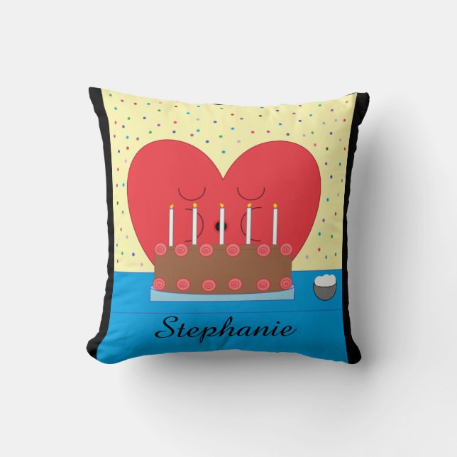 Happy Birthday, From My Heart to Yours: Yellow Throw Pillow (Front)