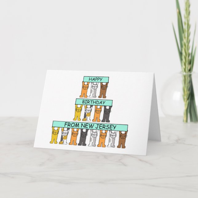 Happy Birthday from New Jersey Cute Cats Card (Front)