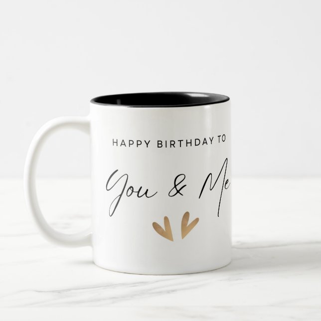 Happy Birthday From one Twin To Another Two-Tone Coffee Mug (Left)