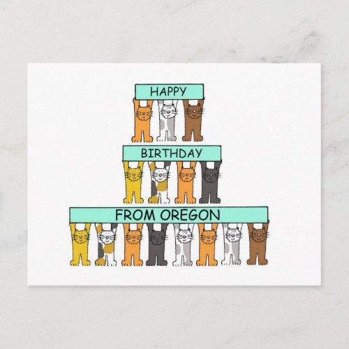 Happy Birthday from Oregon Cartoon Cats Postcard